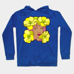 Yellow Poppies and Pink Hair Hoodie